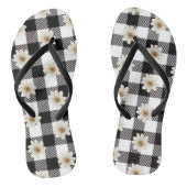 Tongs Buffalo Plaid Daisy noir blanc (Semelle)
