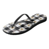 Tongs Buffalo Plaid Daisy noir blanc (Incliné)