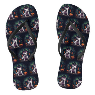 Tongs Bull Terrier Citrouilles Halloween Épouvantable