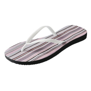 Tongs Burgundy, rose et violet rayures ondulées