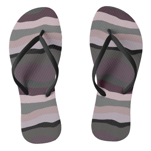 Tongs Burgundy, rose et violet rayures ondulées (Semelle)