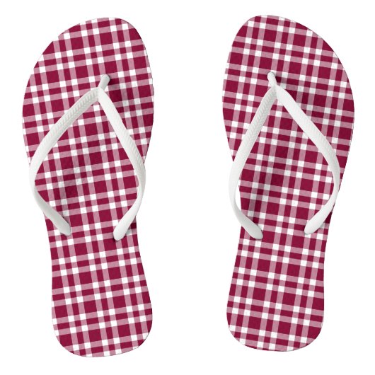 Tongs Burgundy White Plaid Pattern (Semelle)