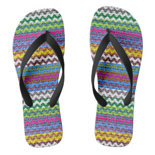 Tongs Burlap Coloré Chevron Stripes Motif #3