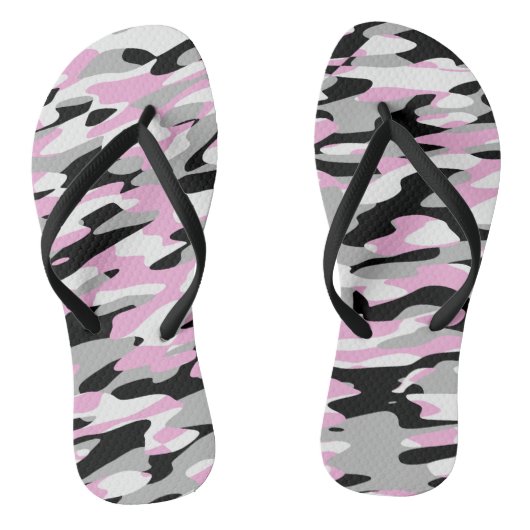 Tongs camo rose noir et gris abstrait (Semelle)