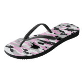 Tongs camo rose noir et gris abstrait (Incliné)