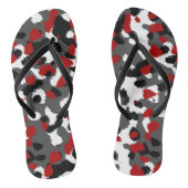 Tongs Camo rouge, noir, gris et blanc Abstrait (Semelle)