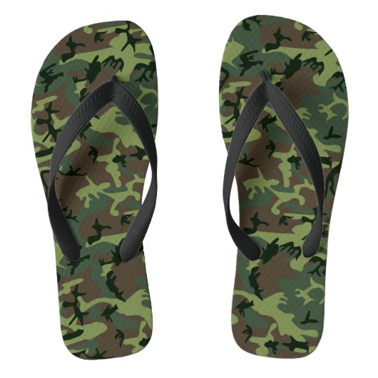 Tongs Camouflage Camo Green Motif Brown (Semelle)