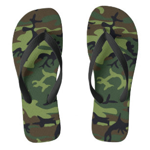 Tongs Camouflage Vert Militaire Motif Flip Flops Adultes