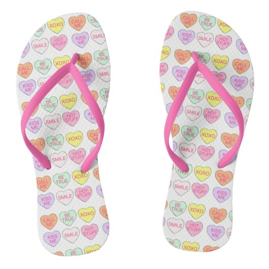 Tongs Candy Hearts Love Valentine's Day Pastel Sweet (Semelle)