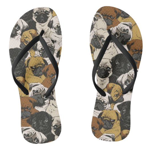 Tongs Carlins Grumpy / Drôle mignon Chiens Carlin Chiens (Semelle)