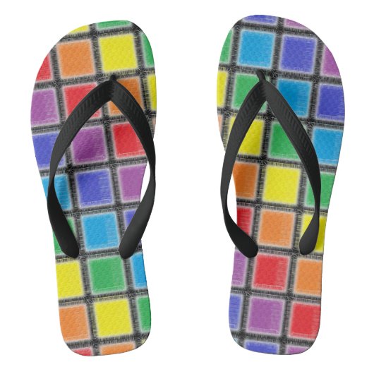 Tongs Carrés arc-en-ciel (Semelle)