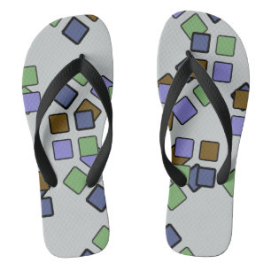 Tongs Carrés diagonaux bleu sur n'importe quelle couleur