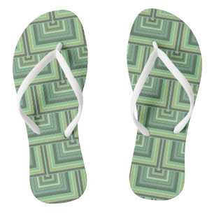 Tongs Carrés écailles vert olive motif