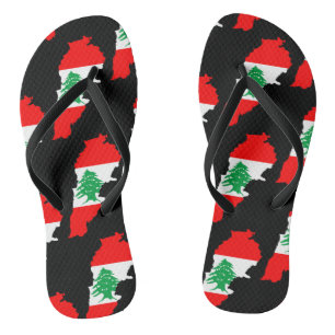 Tongs Carte du Liban avec drapeau