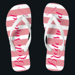 Tongs Carton D'Accueil Personnalisé Rose Ou Toute Bande<br><div class="desc">Motif de bandes roses - Changez dans n'importe quelle couleur en cliquant sur personnaliser. Et dis tout ce que tu veux. Faites-en un de ces flip flops qui ont VOTRE message sur eux. Parlez de la plage !</div>