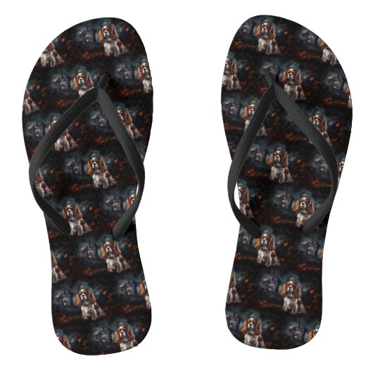 Tongs Cavalier King Charles Spaniel Halloween Épouvantab (Semelle)