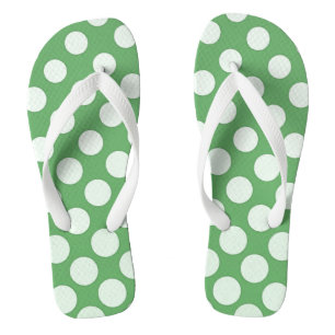 Tongs Cercles blancs larges en cascade vert citron