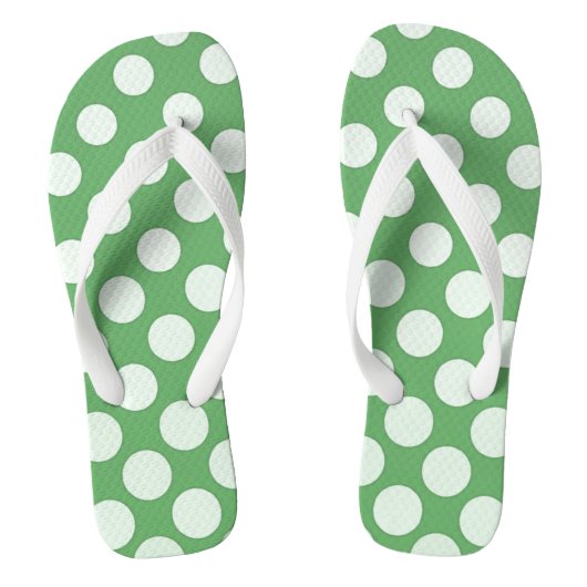 Tongs Cercles blancs larges en cascade vert citron (Semelle)