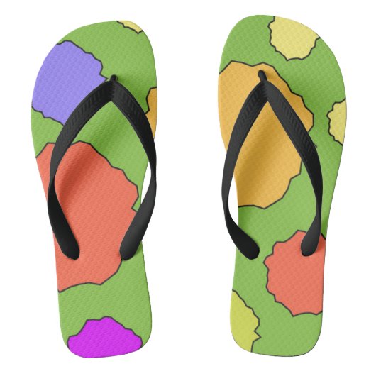 Tongs Cercles colorés géométriques funky rétro (Semelle)