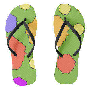 Tongs Cercles rétro funky géométriques colorés