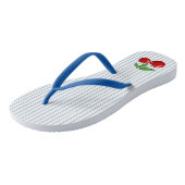 Tongs Cerises rouges sur Bleu Motif graphique (Incliné)