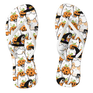 Tongs Charmante Sorcière Féline Tenant Bumkin Halloween