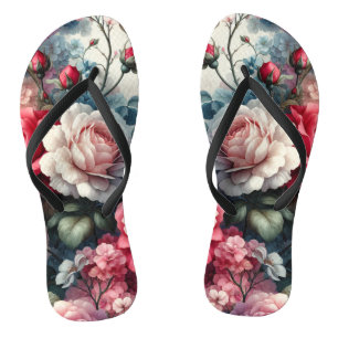 Tongs Charme Floral Rose intemporel