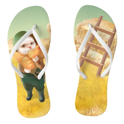 Tongs Chat adorable avec Hen à la ferme (Semelle)