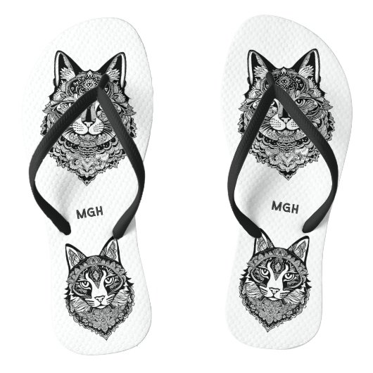 Tongs Chat ornemental Monogramme personnalisé (Semelle)