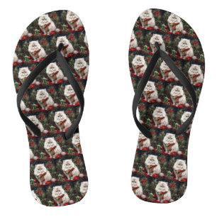 Tongs Chat perse en Noël de neige