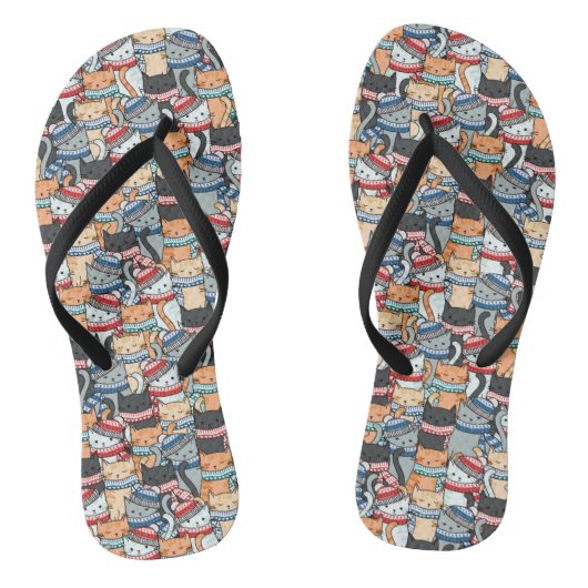 Tongs Chats en Écharpes d'hiver et Motif Casquette (Semelle)
