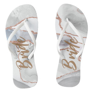Tongs Chaussures de mariée en agate blanche Rose Gold
