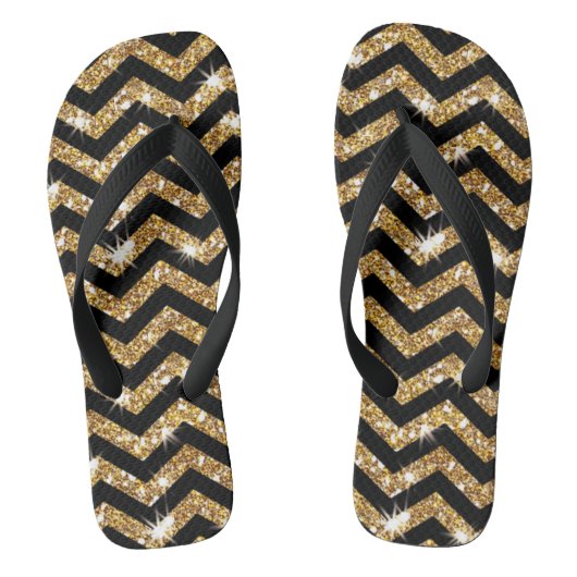 Tongs Chaussures de New Years Chevron noir et or (Semelle)
