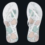 Tongs CHAUSSURES mariages | Coquillages modernes Corail<br><div class="desc">Jolie conception corallienne et coquillage turquoise. Calligraphie manuscrite qui dit demoiselle d'honneur - parfait pour la demoiselle d'honneur à porter sur la plage pour une cérémonie de mariage à la plage. Conception créée pour TheBarefootBride™ par © WhimsicalArtwork™. Il fait partie d'une collection de papeterie mariage avec accessoires mariages assortis également...</div>