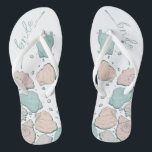Tongs CHAUSSURES mariages | Coquillages modernes Corail<br><div class="desc">Un design corallien et coquillages turquoises. Calligraphie manuscrite qui dit Mariée - parfait pour la mariée à porter sur la plage pour sa cérémonie de mariage sur la plage. Conception créée pour TheBarefootBride™ par © WhimsicalArtwork™. Il fait partie d'une collection de papeterie mariage avec accessoires mariages assortis également baby shower...</div>