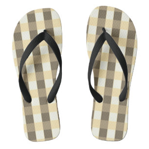 Tongs Chèque Motif Brown Sandales Tan Flip Flops