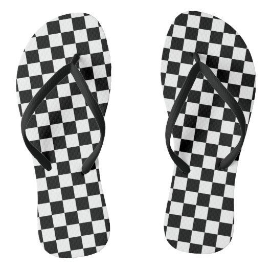 Tongs Chèques-chèques noirs et blancs à la plage (Semelle)