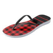 Tongs Chèques de bisons noirs rouges et bandes horizonta (Incliné)