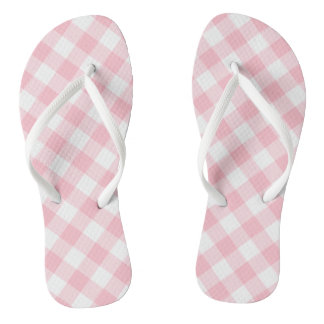 Tongs Chèques En vichy diagonales roses et blanches de g