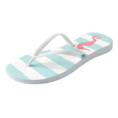 Tongs Cheval de mer rose sur les rayures de menthe (Incliné)