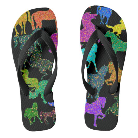 Tongs Chevaux d'arc-en-ciel - "pointillé au sujet des (Semelle)