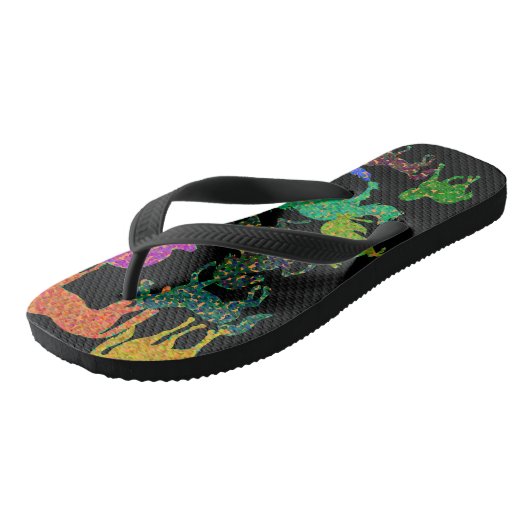 Tongs Chevaux d'arc-en-ciel - "pointillé au sujet des (Incliné)