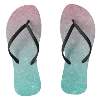 Tongs Chic moderne turquoise rose ombre parties scintill
