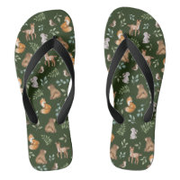 Chic Moody Green Woodland Forest Animaux Ours Cerf