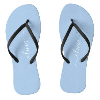 Chic pastel bleu minimaliste monogramme Flip Flops