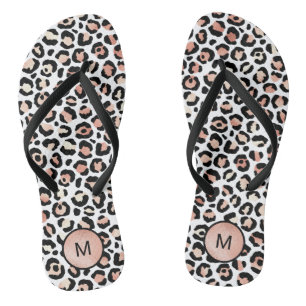 Tongs Chic Rose Gold Leopard Monogramme