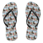 Tongs Chien de caniche à Noël de neige (Semelle)