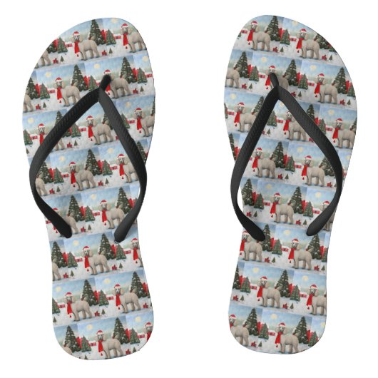 Tongs Chien de caniche à Noël de neige (Semelle)