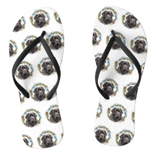 Tongs Chien de Noël festif de Terre-Neuve