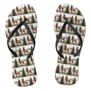 Tongs Chien malinois belge à Noël de neige
